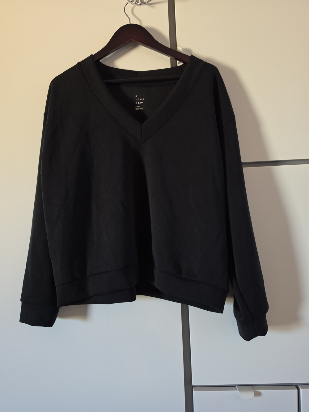 A New Day black V-neck sandwash sweatshirt